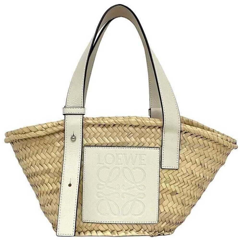 Loewe Straw Tan Bag Beige White Anagram Tote Palm Leaf Summer Handbag Travel